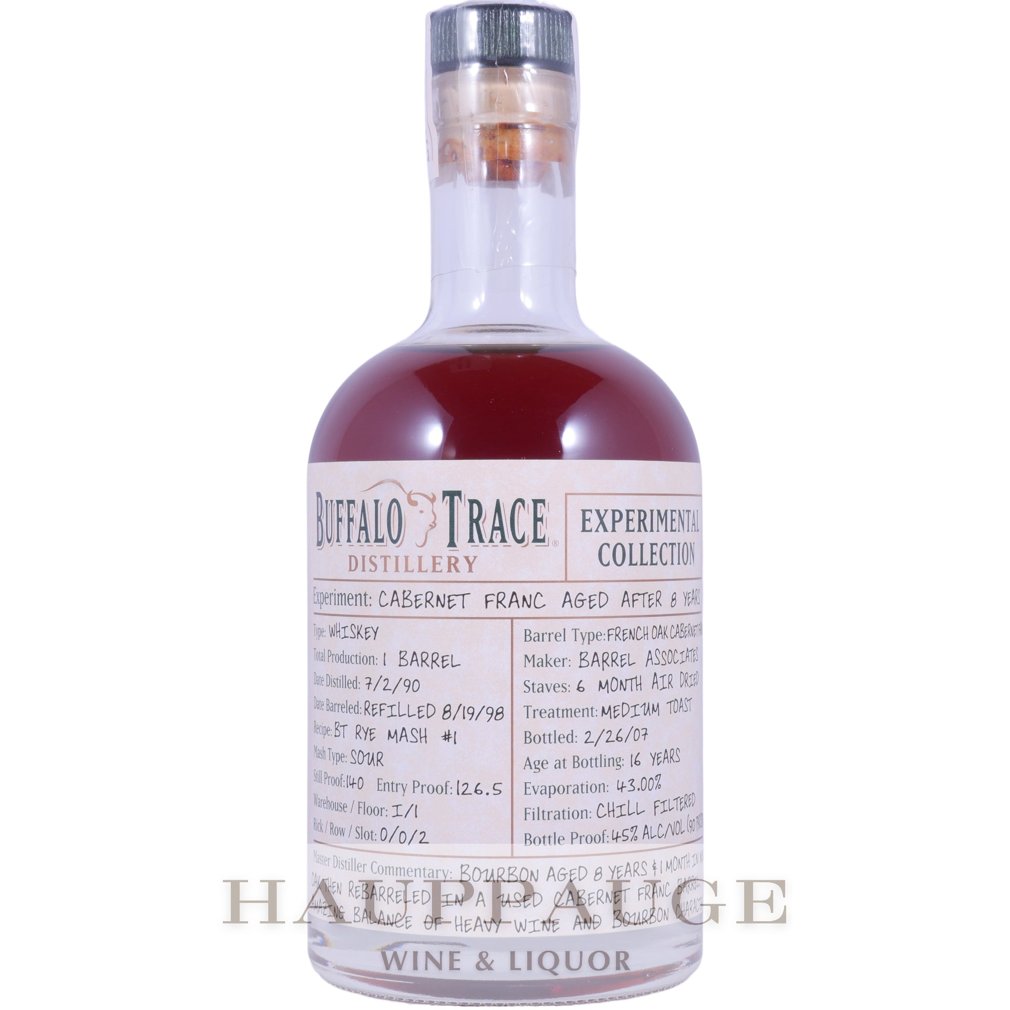 Buffalo Trace Experimental Collection 2008 - Cabernet Franc Aged After 8 Years (2 of 2)